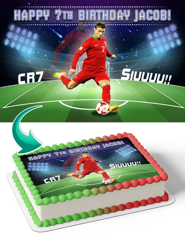 Cristiano Ronaldo Portugal CR7 Star Soccer Siuuuu Edible Cake Toppers