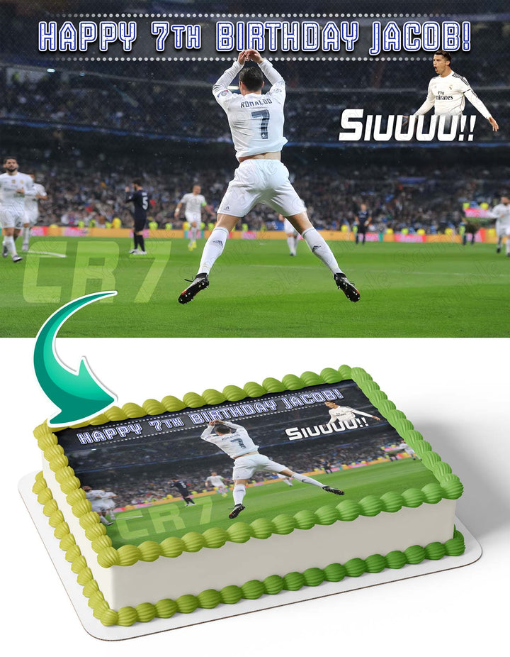 Cristiano Ronaldo Real Madrid CR7 Star Soccer Siuuuu Edible Cake Toppers