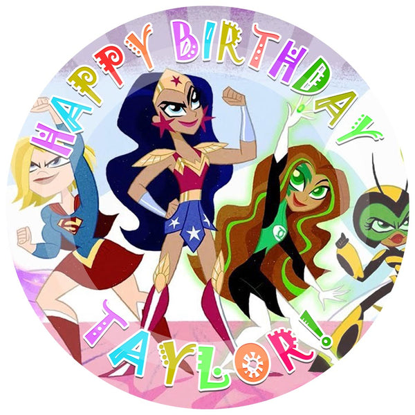 Super Hero Girls Edible Cake Toppers Round
