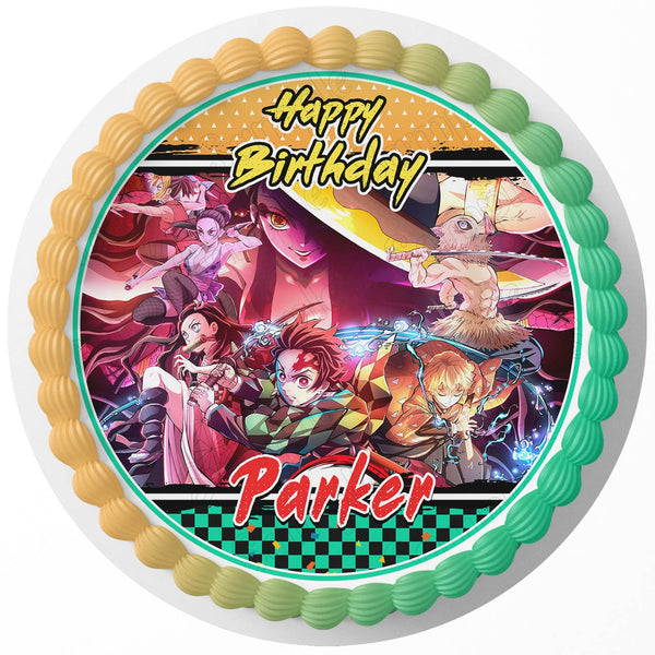 Demon Figthers Tanjiro Slayer Edible Cake Toppers Round