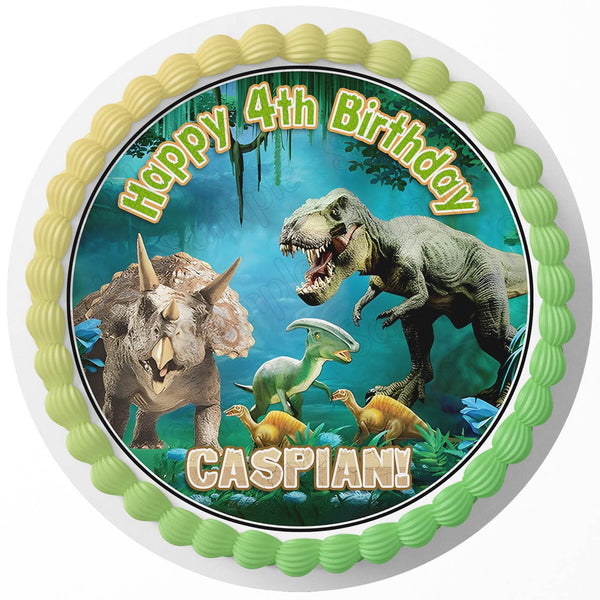 Dinosaur TRex Edible Cake Toppers Round