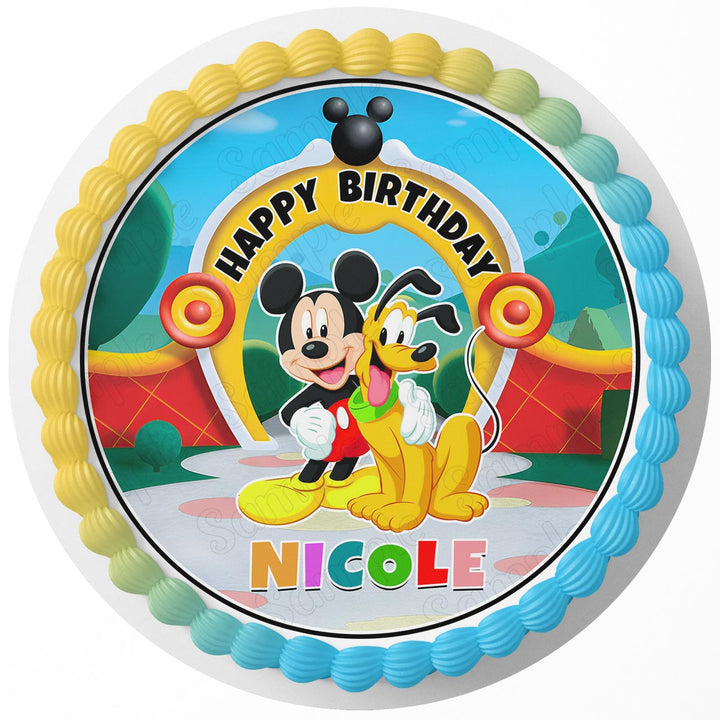 Mickey Kids Pluto Fun Retro Edible Cake Toppers Round