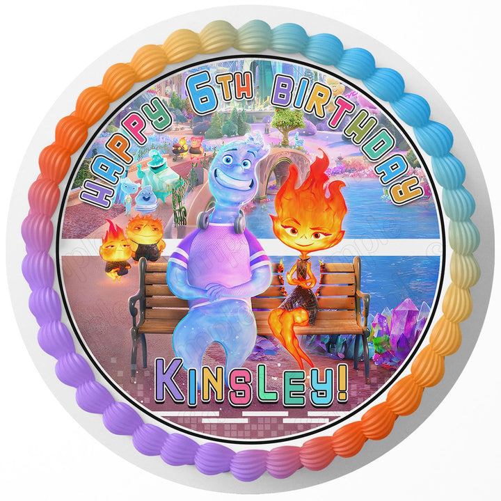 Pixar Elemental Edible Cake Toppers Round