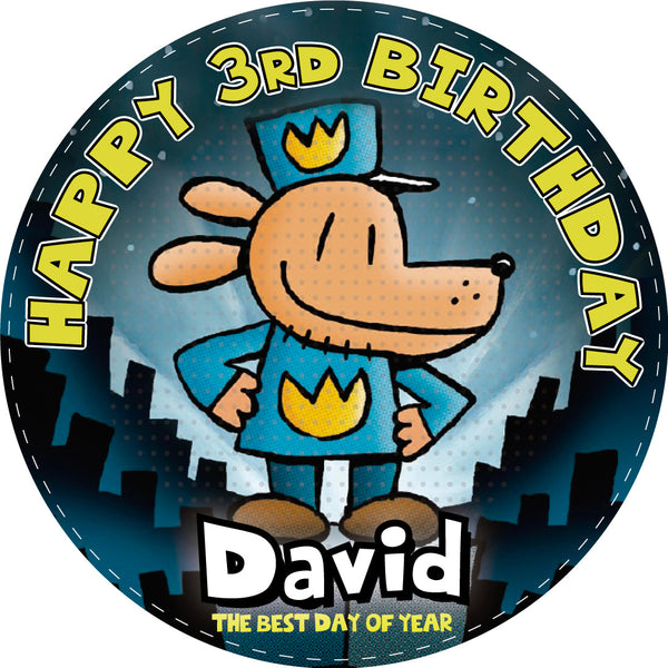 Dog Kids Man Fun Edible Cake Toppers Round