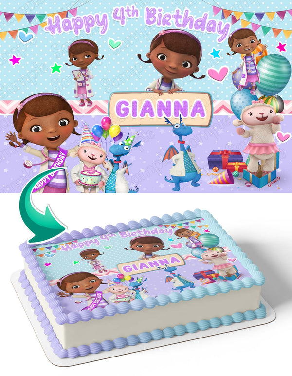 Dr Mcstuffins Cute Lambie The Doc Edible Cake Toppers