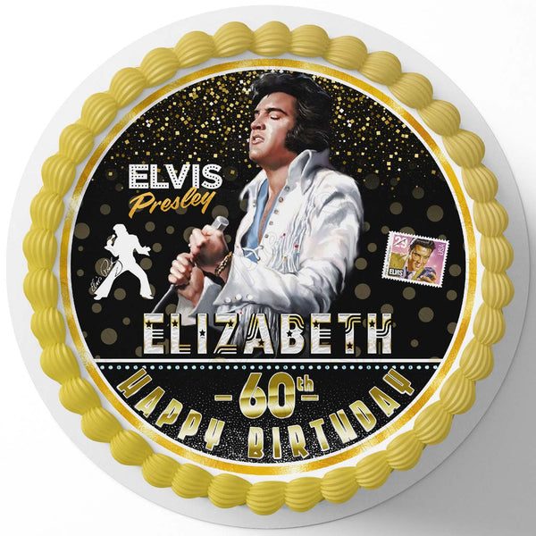 Elvis King Singer Presley Edible Cake Toppers Round