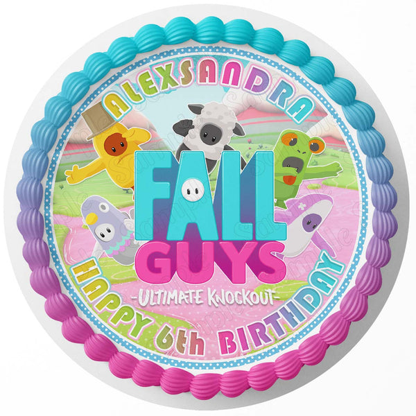 Fall Kids Guys Gamers Fun Edible Cake Toppers Round