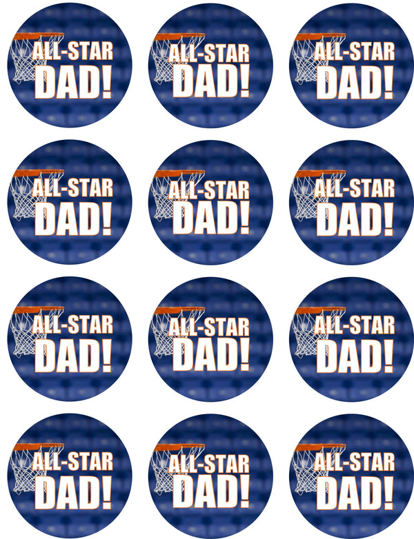 Fathers Day Basketball Edible Cupcake Toppers