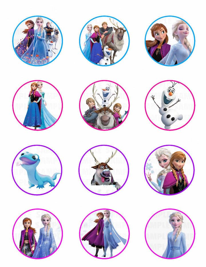 Frozen Elsa Ana Girls Edible Cupcake Toppers