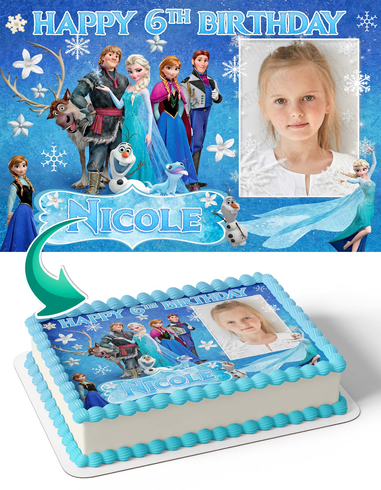 Frozen Anna Elsa Photo Frame Edible Cake Topper Image – Ediblecaketopper
