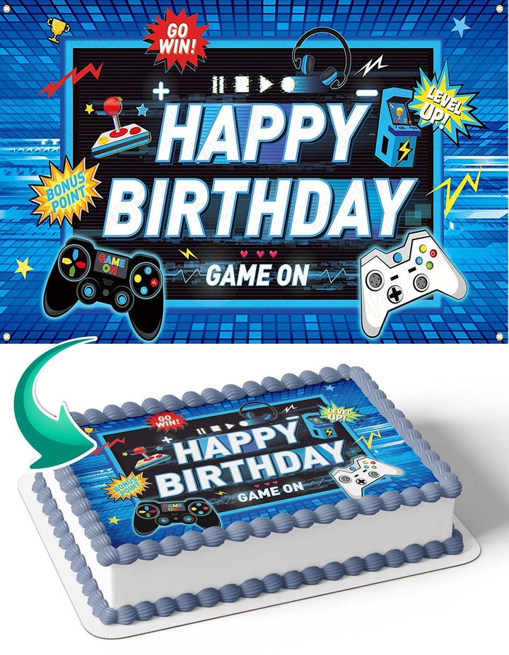 GameOn Gamer Nintendo Playstation Xbox Edible Cake Toppers