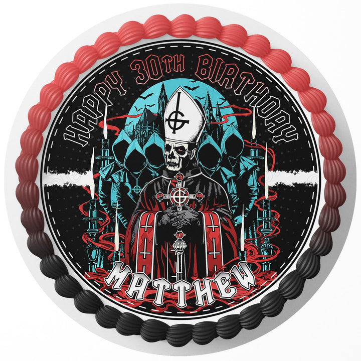 Ghost Band Guitar Rock Edible Cake Toppers Round