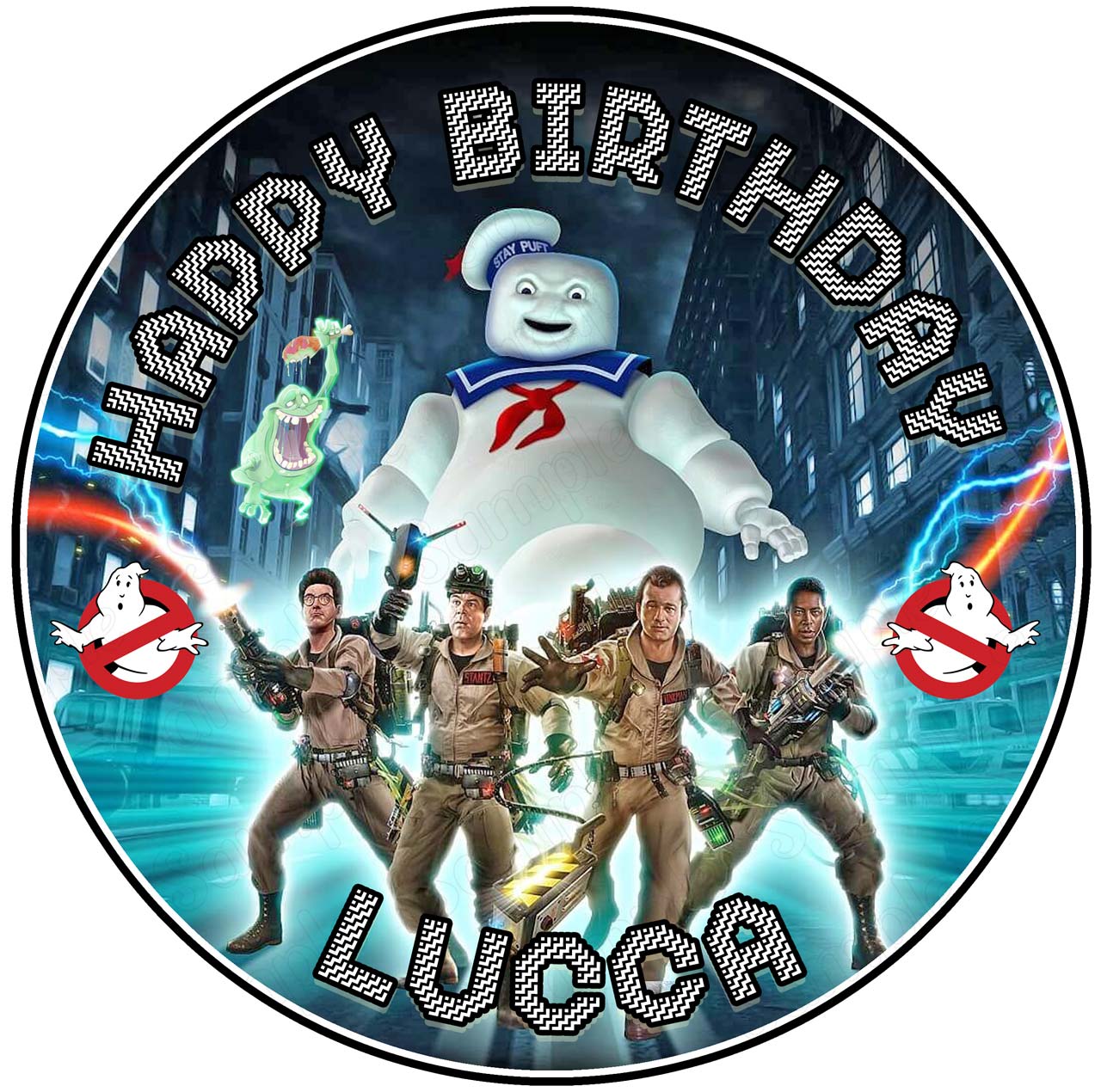 Ghost Kid Busters Fan Retro Fun Edible Cake Toppers Round ...