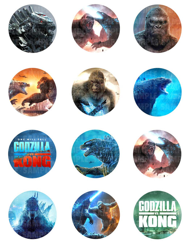 Godzilla Vs Kong Edible Cupcake Toppers