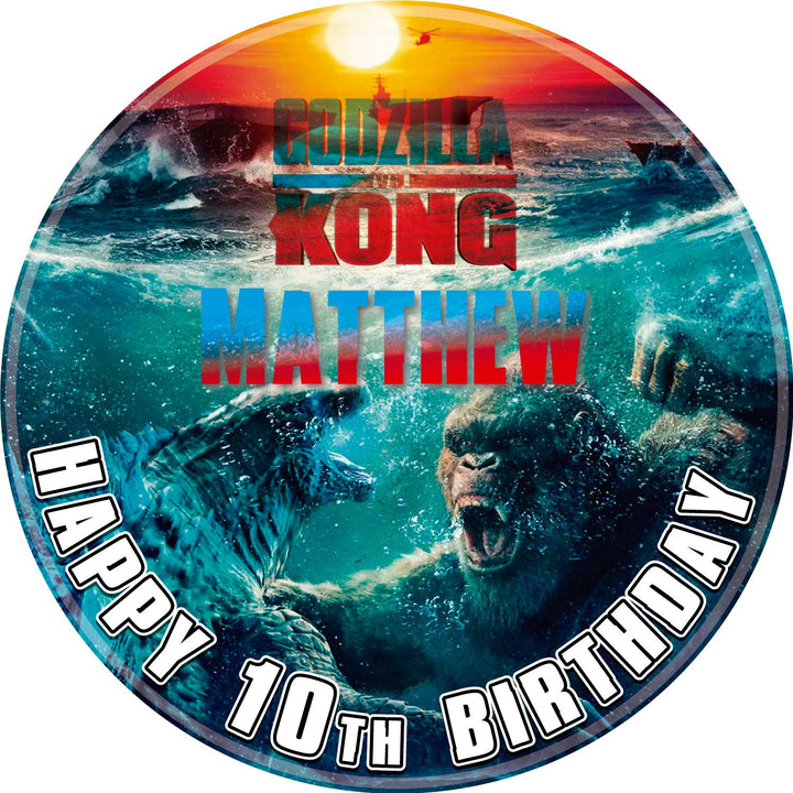 Godzilla KingKong Fun Kids Deco Edible Cake Toppers Round