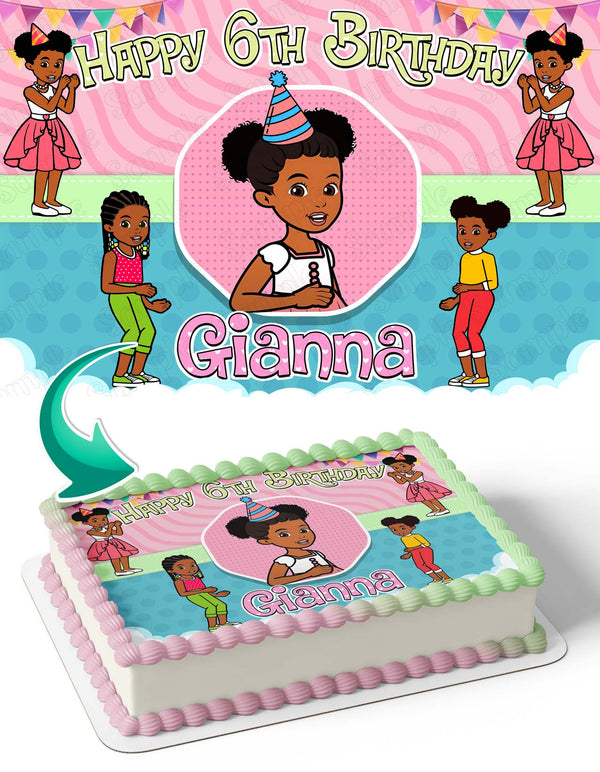 Gracies Corner Girl Pink Cute Edible Cake Toppers