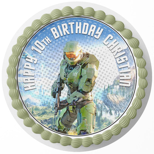 Infinity Gamers Halo  Edible Cake Toppers Round