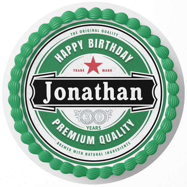 Beer Lovers Fan  Edible Cake Toppers Round