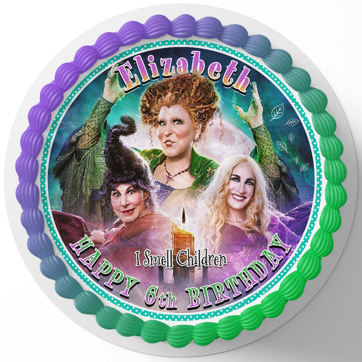 Hocus Pocus I Smell Children Edible Cake Toppers Round