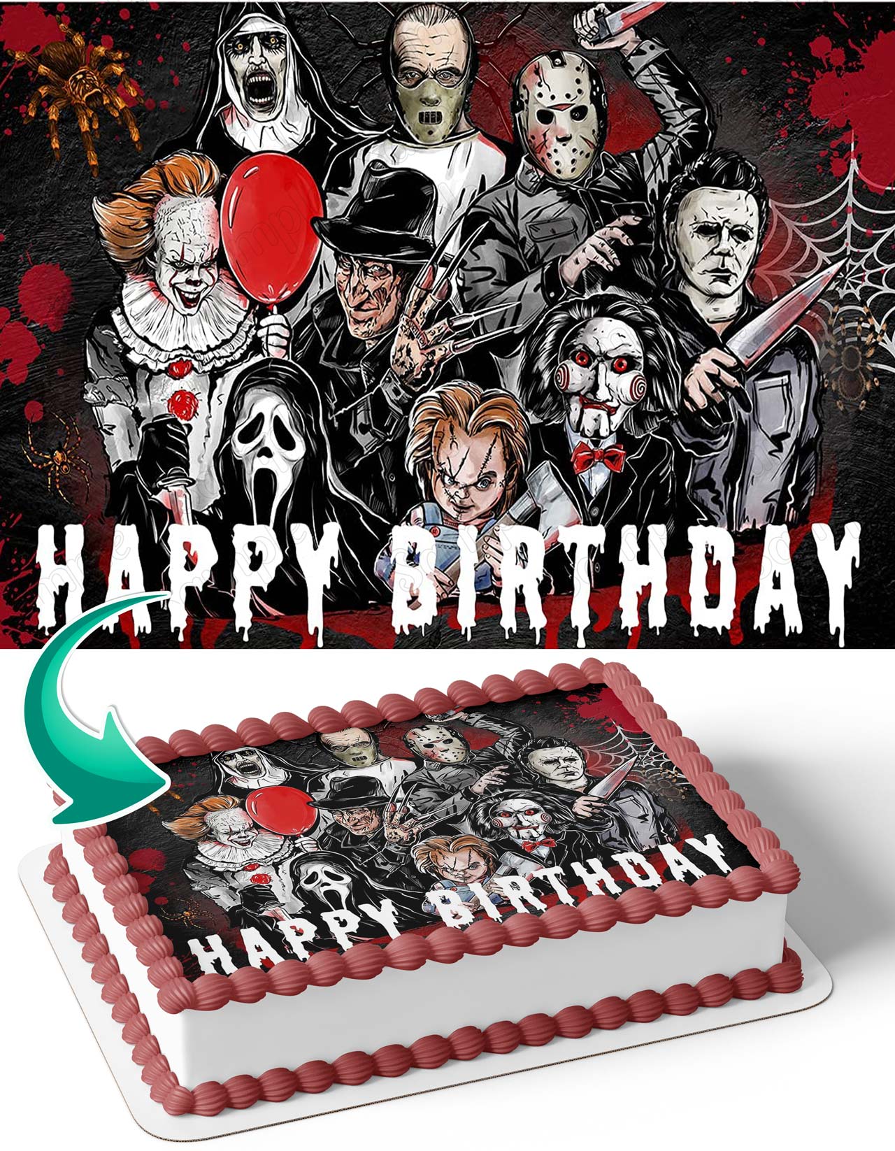 Jason Topper Adornos comestibles para tartas de la noche del terror Freddy Michael ...