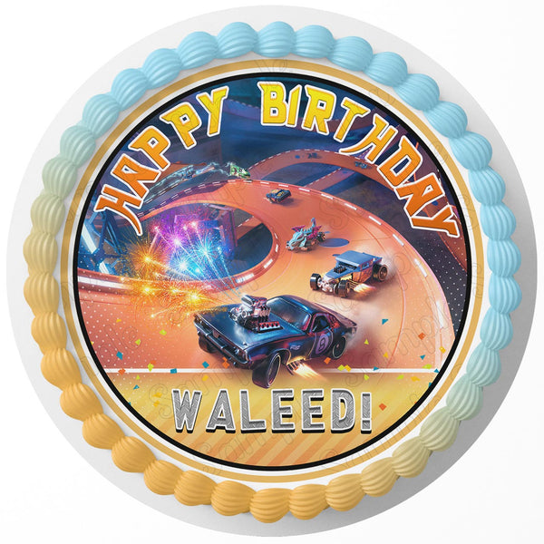 Hot Cars Speed Unlesged Edible Cake Toppers Round