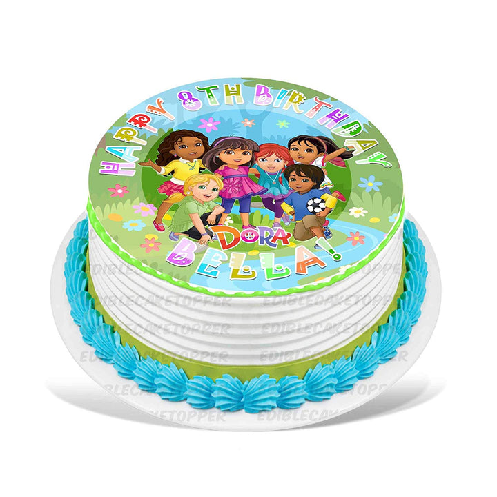 Dora Kids Fun Friends Themed Edible Cake Toppers Round