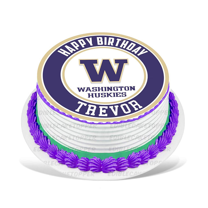 Washington Huskies Edible Cake Toppers Round