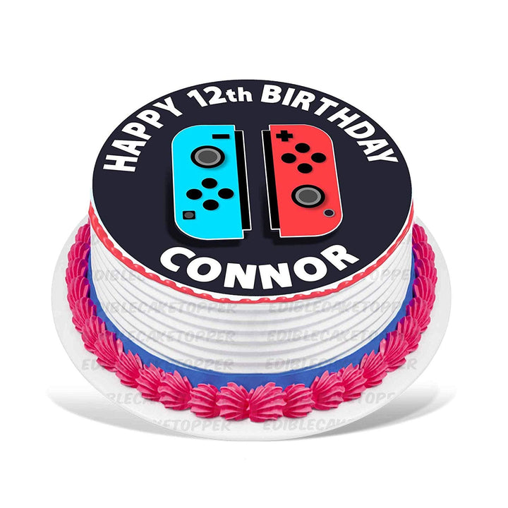 Gamers Switch Kids Fun Edible Cake Toppers Round