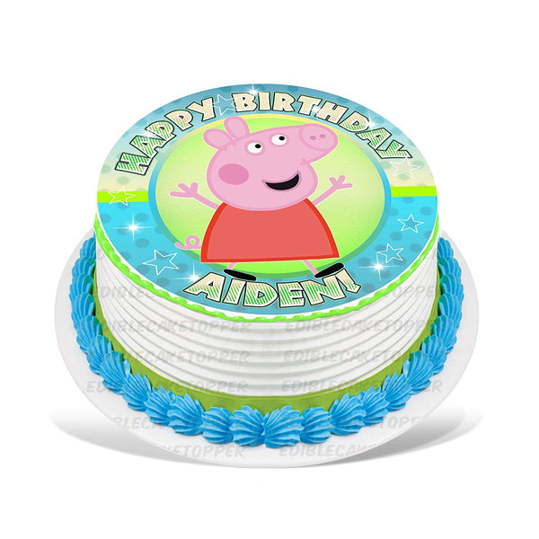 Pink Pig Family Cute Girls Themed Edible Cake Toppers Round