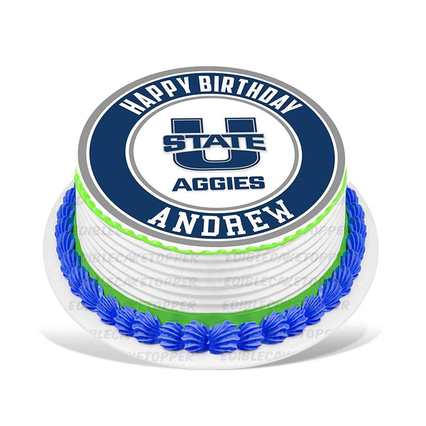 Utah State Aggies Edible Cake Toppers Round