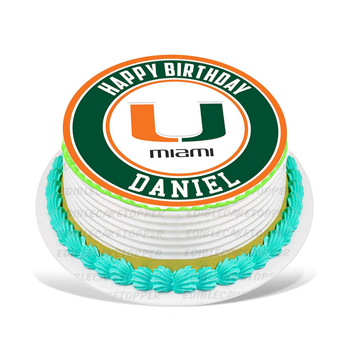 Miami Hurricanes Edible Cake Toppers Round