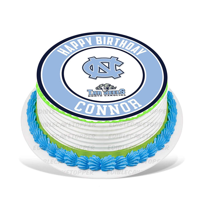 North Carolina Tar Heels Edible Cake Toppers Round