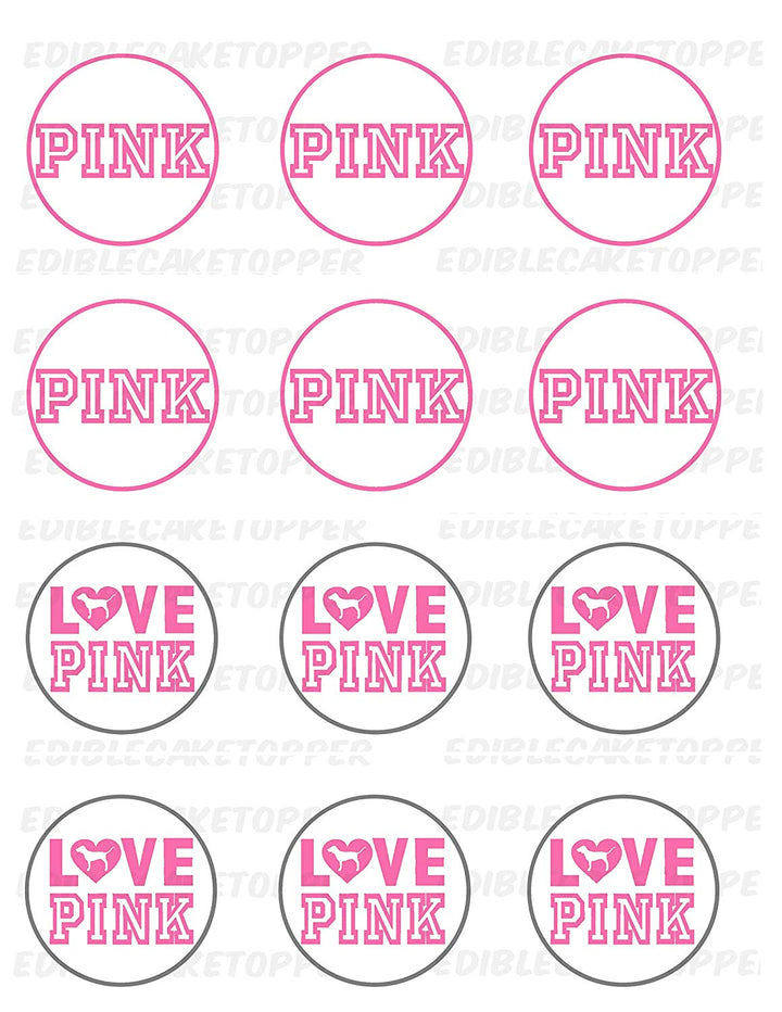 Love Pink Victoria Edible Cupcake Toppers