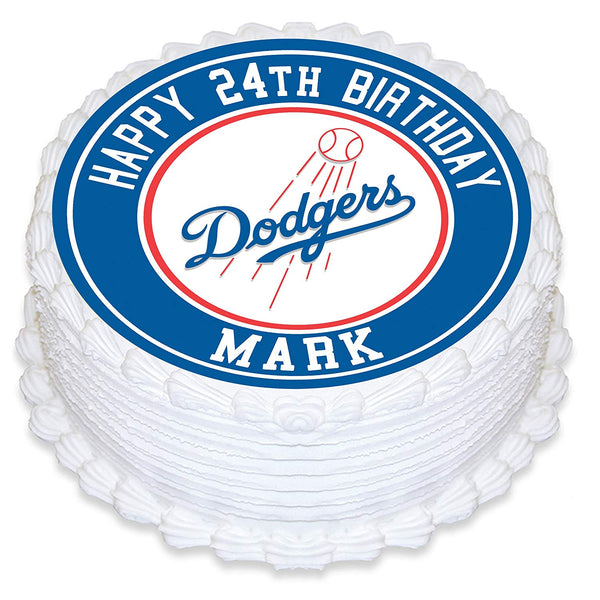 Los Angeles Dodgers Baseball Edible Cake Toppers Round