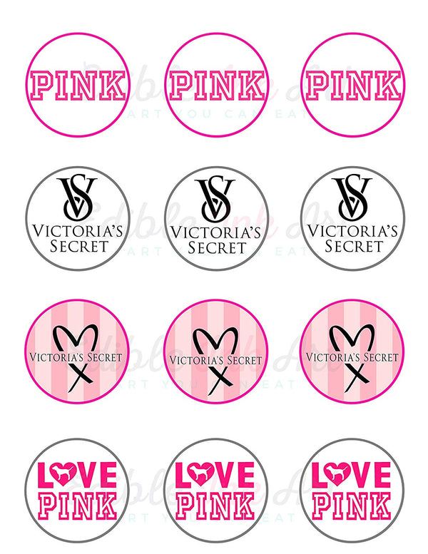Victoria Love Pink Edible Cupcake Toppers