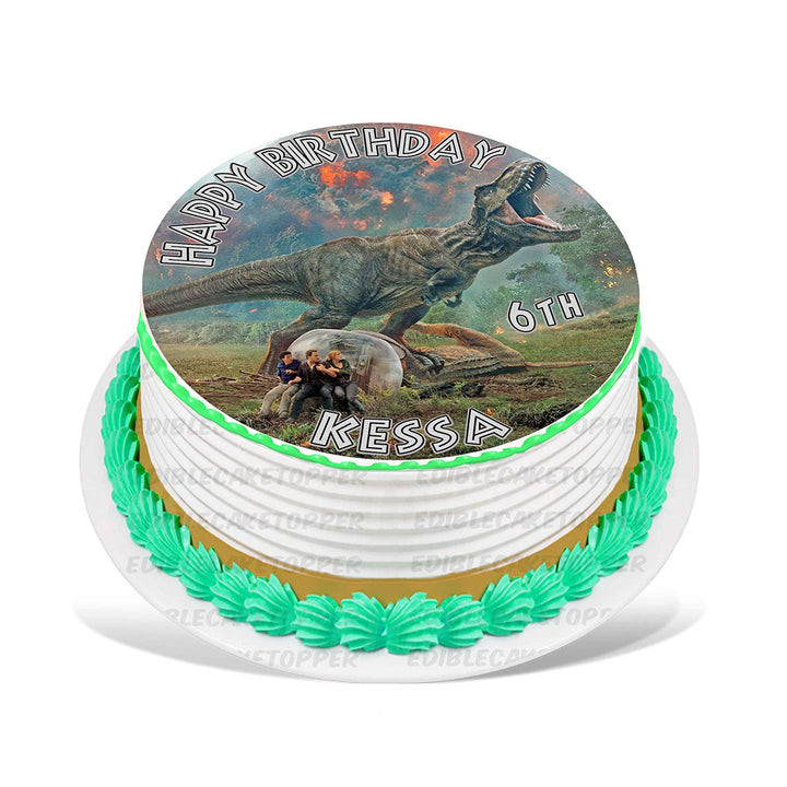 Jurassic Fallen Kingdom Dino Edible Cake Toppers Round
