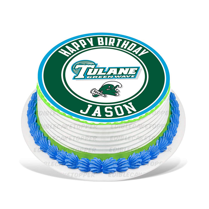 Tulane Green Wave Edible Cake Toppers Round