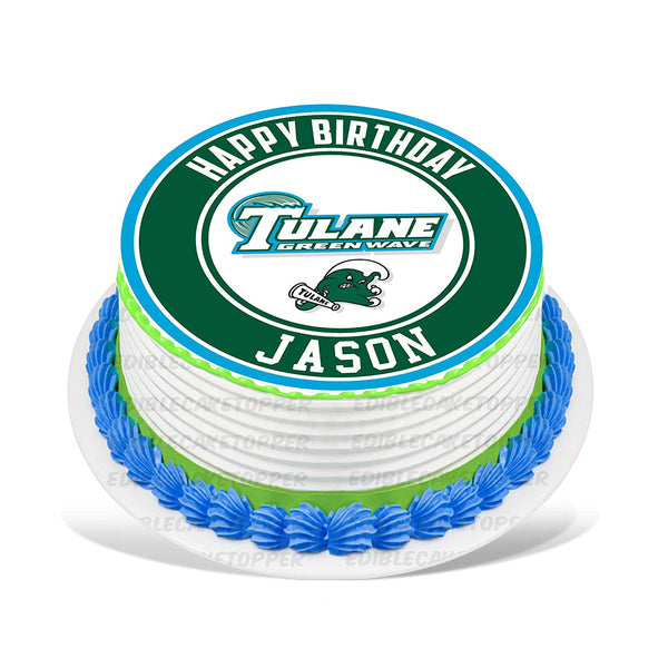 Tulane Green Wave Edible Cake Toppers Round