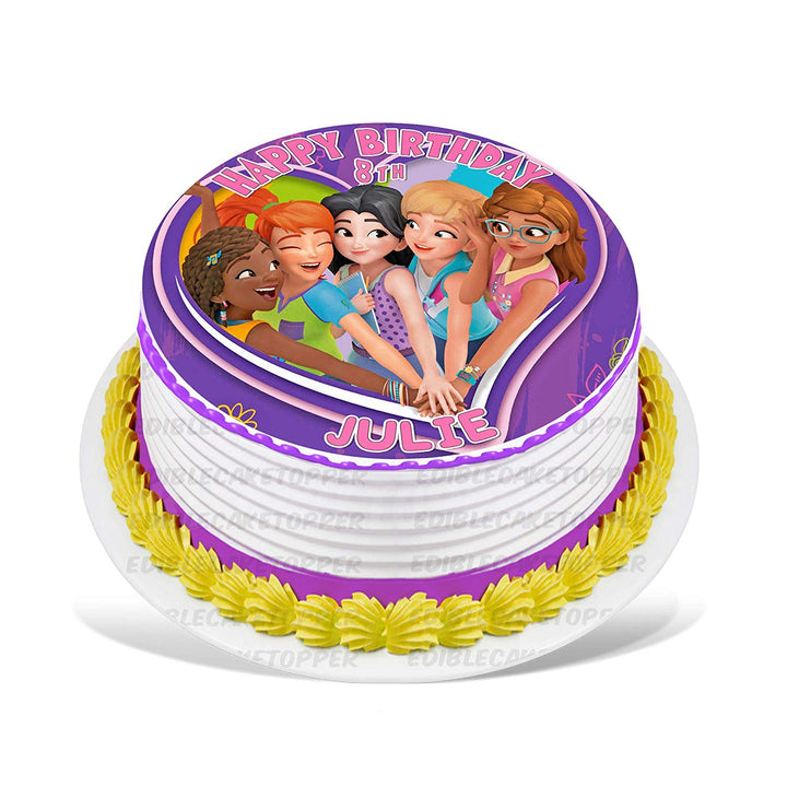 Blocks Friends Kids Girls Edible Cake Toppers Round