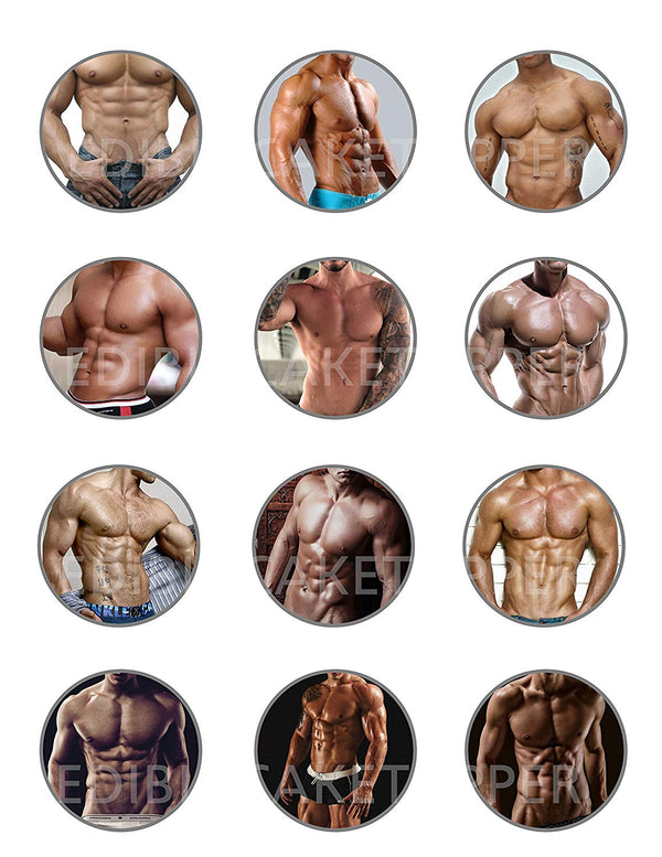 Bachelorette Party Mens Torsos Edible Cupcake Toppers