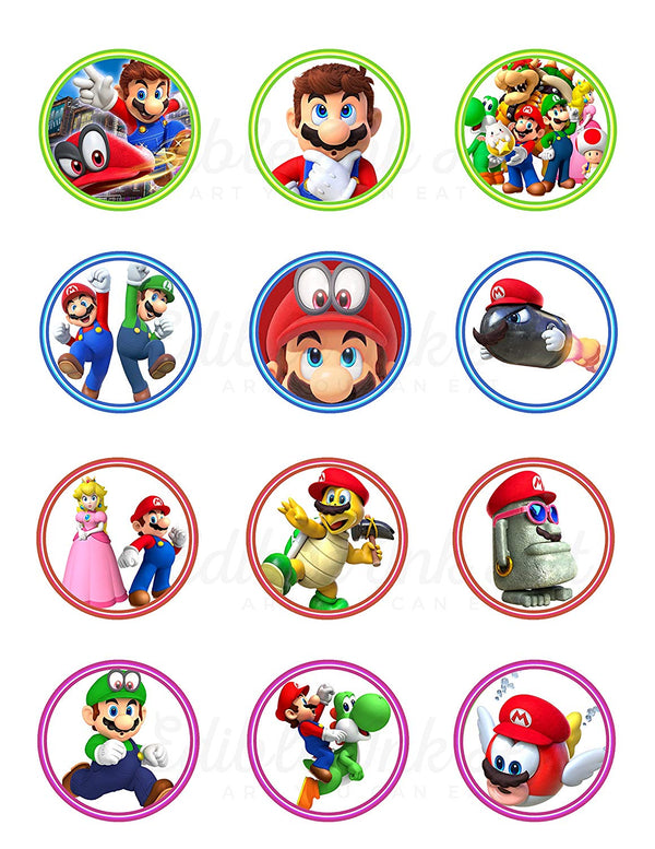 Super Bros Odyssey Edible Cupcake Toppers