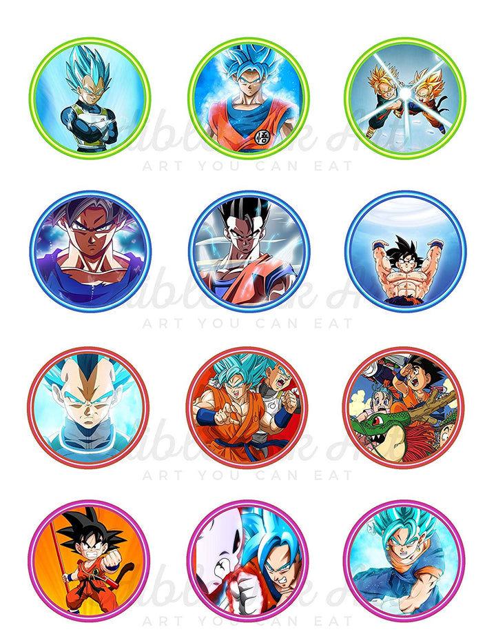 Dragon Super Goku Vegeta Gohan Edible Cupcake Toppers