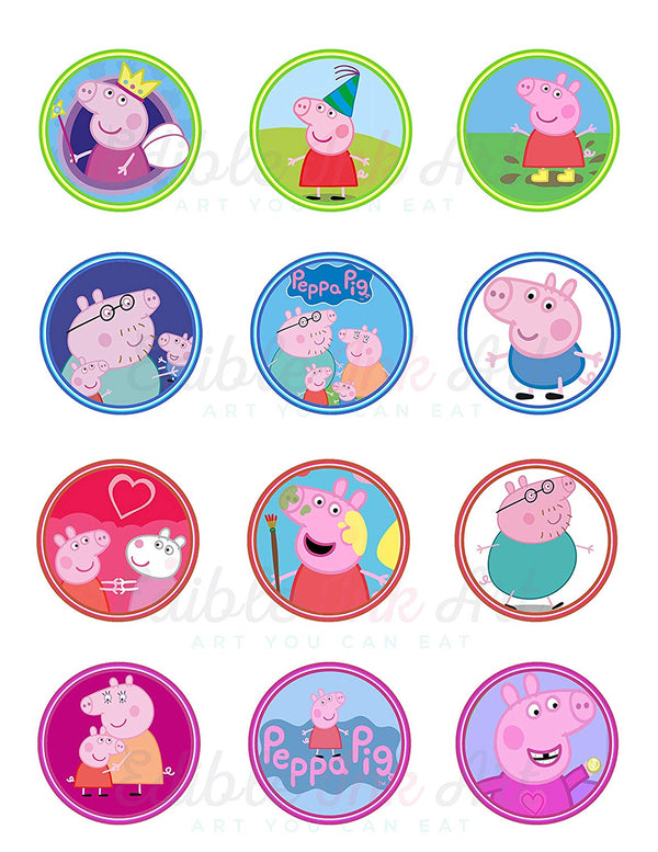 Pink Pig Cute Girls Kids Edible Cupcake Toppers