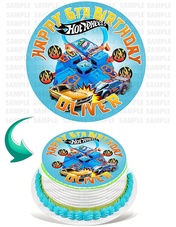 Hot Speed Cars Toys Wheels Edible Cake Toppers Round