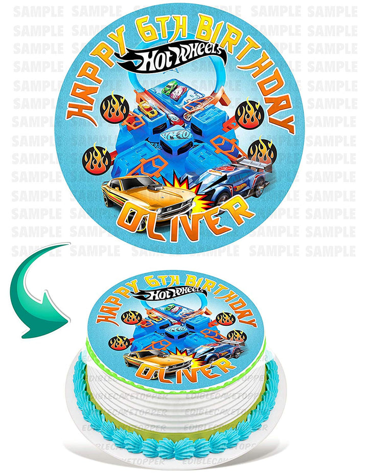 Hot Speed Cars Toys Wheels Edible Cake Toppers Round