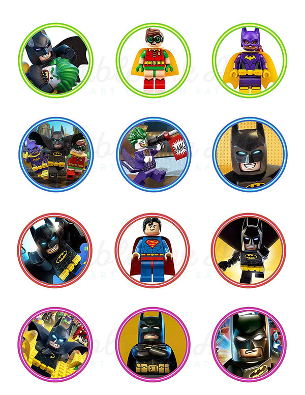 Black Super Heroes Blocks Bricks Edible Cupcake Toppers