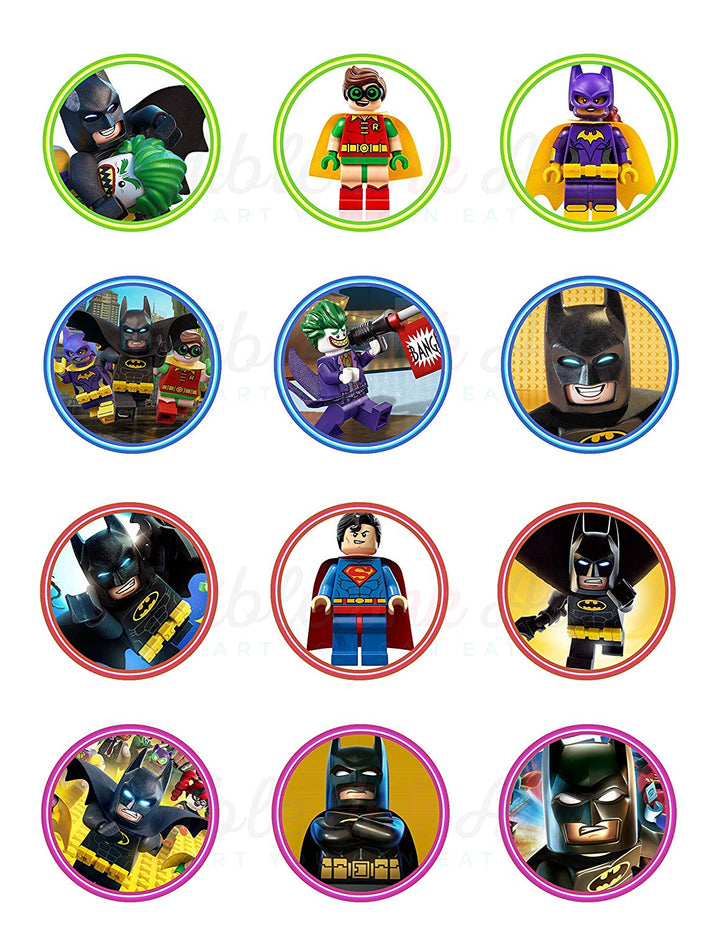 Black Super Heroes Blocks Bricks Edible Cupcake Toppers