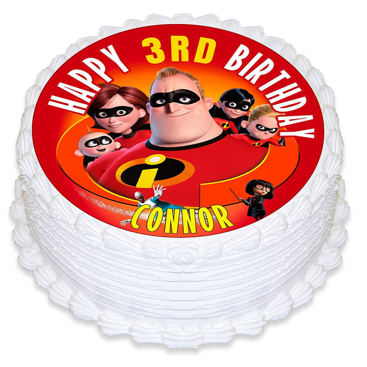 Incredibles Super Heroes Kids Edible Cake Toppers Round