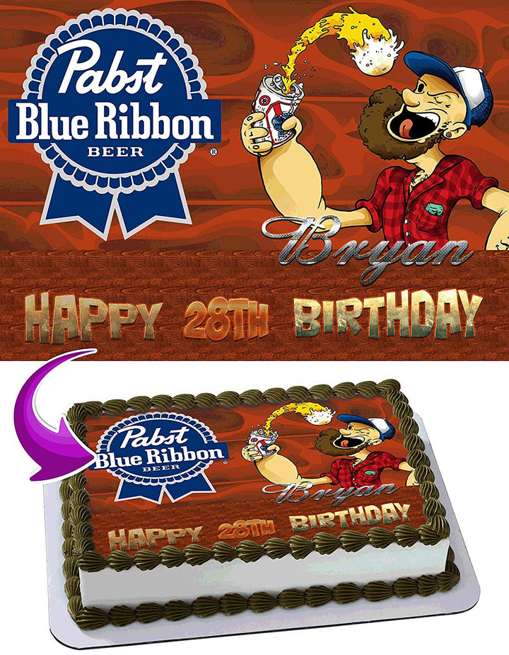 Pabst Blue Ribbon Beer Edible Cake Toppers