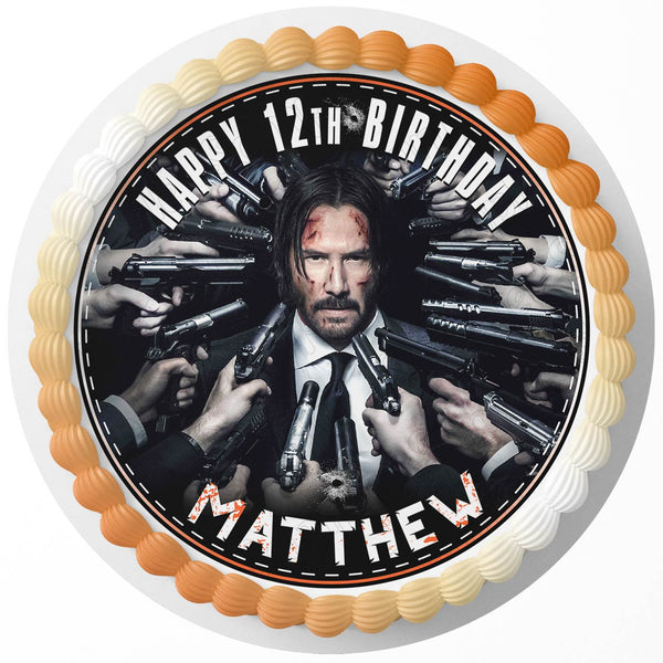 Wick Fighter Game Edible Cake Toppers Round
